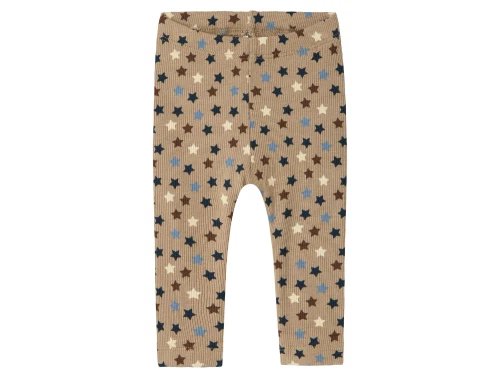 Lysebrune leggings med stjerneprint i blå og brune farver fra Name It 3235995 weathered teak